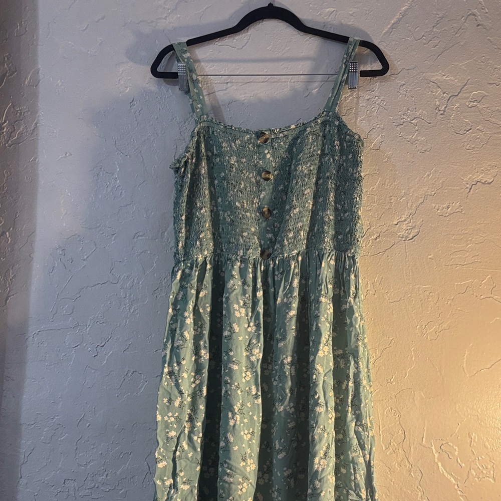 Liberty Love Teal Floral Button Midi Dress